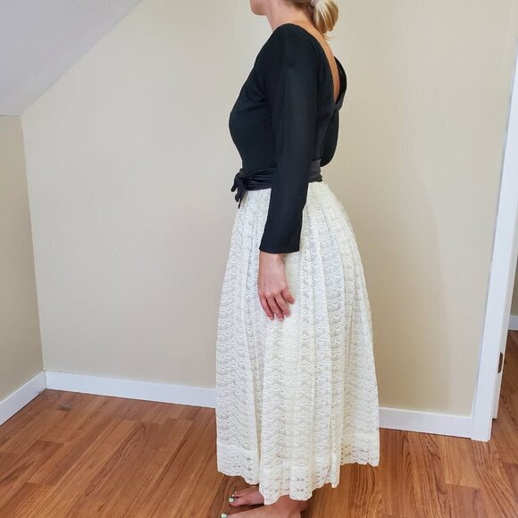 Vtg 50s 60s Fit Flare Dress Parklane Cupcake Lace/tulle V Back Midi S/4 - Picture 5 of 11